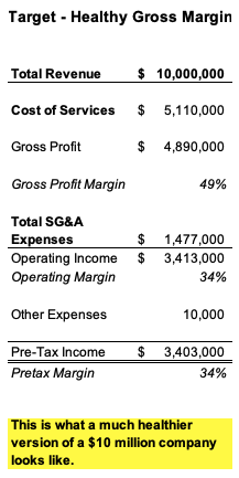 Healthy service business income statement.
