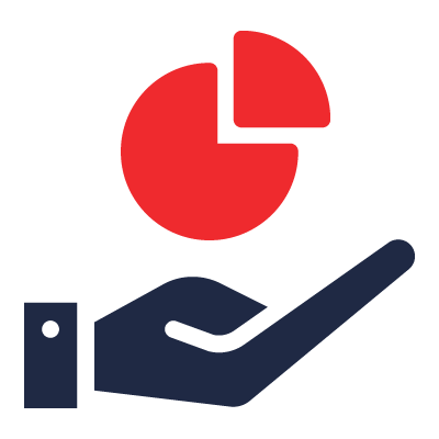Fractional CFOs | Outsourced CFO Services Icon of hand with pie chart
