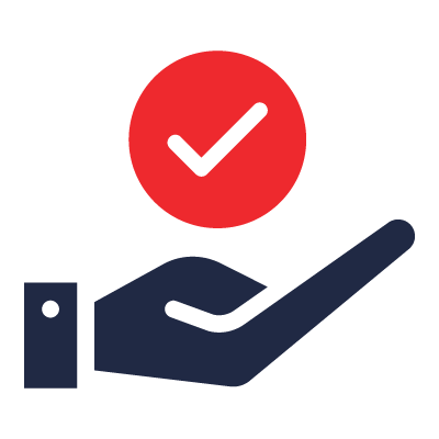Interim CFOs | Outsourced CFO Services Icon of hand with checkmark