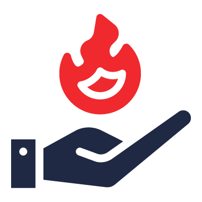Project-Based CFOs | Outsourced CFO Services Icon of hand with fire