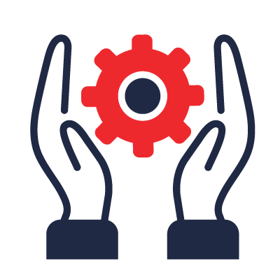 Hands holding gear icon