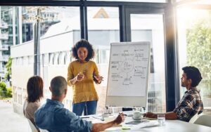 People in a meeting discussing plans to illustrate a blog post about business trends 2026.